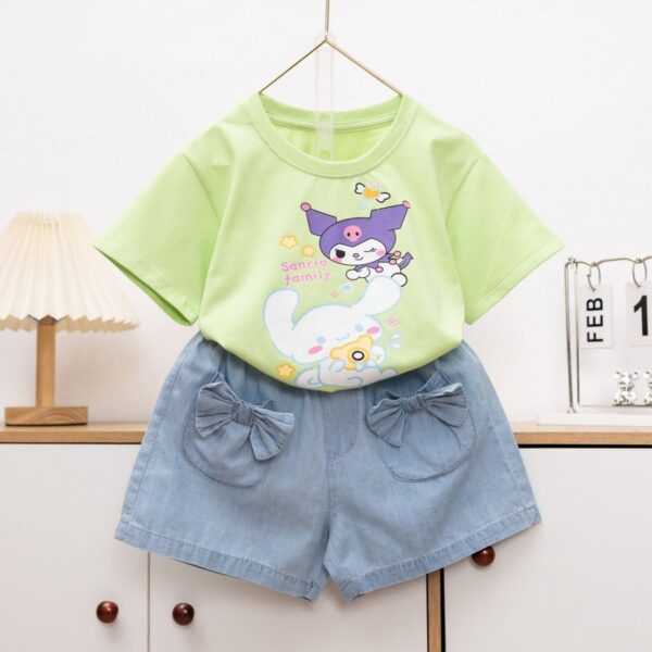 Bộ short jean bé gái nơ Sanrio